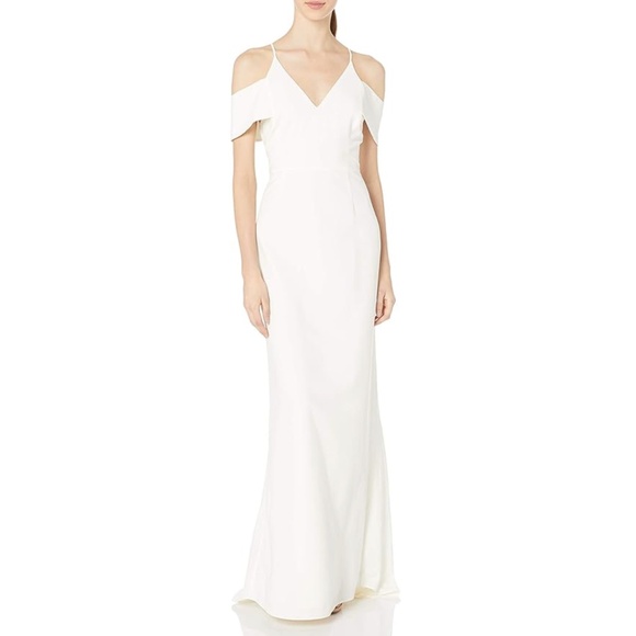 Halston Heritage Dresses & Skirts - HALSTON HERITAGE - Cold Shoulder Evening Gown in White (size 2)
